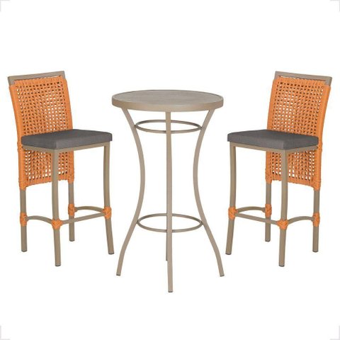 Mesa Bistro e 2 Banquetas Roma Fendi Corda Náutica 11 Terra Cota