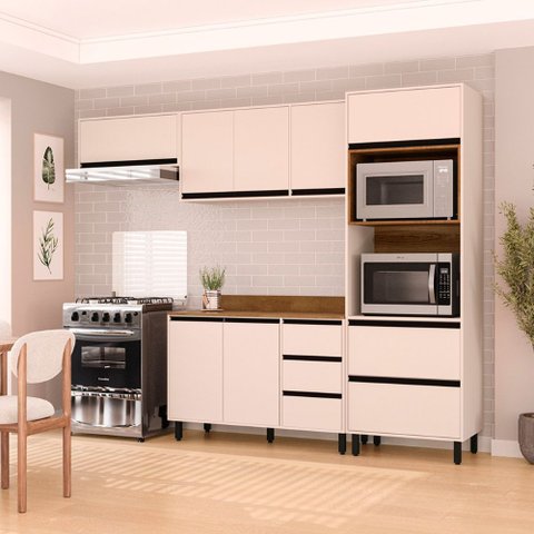Cozinha Compacta 4 Peças 250041 com Tampo Koya Creme Politorno Móveis