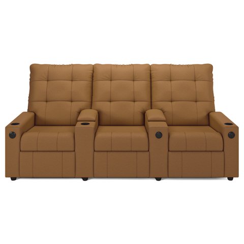 Poltrona do Papai Reclinável Mallie 3 Lugares Baú Usb Fh9 Pu Caramelo - Mpozenato