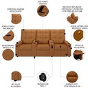 Ver imagem 3 de Poltrona do Papai Reclinável Mallie 3 Lugares Baú Usb Fh9 Pu Caramelo - Mpozenato