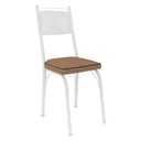 Ver imagem 3 de Kit 8 Cadeiras de Cozinha Virginia Estampado Rattan Bege Pés de Ferro Branco - Pallazio