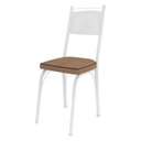Ver imagem 4 de Kit 8 Cadeiras de Cozinha Virginia Estampado Rattan Bege Pés de Ferro Branco - Pallazio