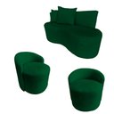 Ver imagem 2 de Kit Namoradeira + 2 Poltronas Yara Orgânica Bouclé Verde