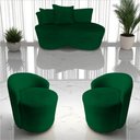 Ver imagem 1 de Kit Namoradeira + 2 Poltronas Yara Orgânica Bouclé Verde