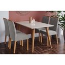 Ver imagem 1 de Conjunto: Mesa Sala Jantar Adele Madeira Maciça C/ Tampo Madeirado C/ Vidro 130x80cm e 4 Cadeiras