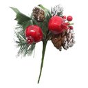 Ver imagem 1 de Kit 12 Ramos Romã Decoração de Natal Artificial com Detalhes Branco 16cm