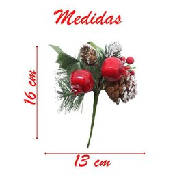 Kit 12 Ramos Romã Decoração de Natal Artificial com Detalhes Branco 16cm - 3