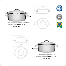 Jogo de Panelas Inox 7 Peças Fundo Triplo Solar Tramontina - 8
