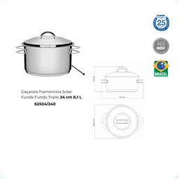 Jogo de Panelas Inox 7 Peças Fundo Triplo Solar Tramontina - 9