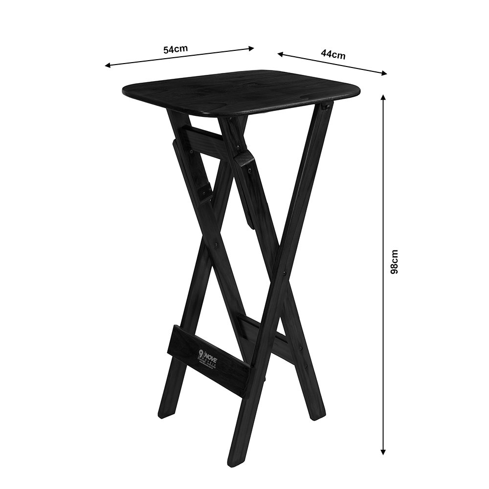 Mesa Bistrô Bar 45x54cm Dobrável em Madeira Maciça para Bar e Restaurante - Preto - 5