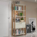 Ver imagem 1 de Estante 5 Prateleiras 1 `Porta Off White Freijó 73x32x185 cm Dalla Costa