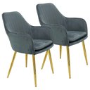 Ver imagem 1 de Kit 2 Cadeiras Poltrona Lines Base Dourada Recepção Sala Decorativa Suede 