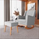 Ver imagem 2 de Poltrona Amamentação Aquila Balanço C/ Puff Cinza Claro