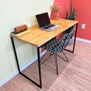 Ver imagem 2 de Mesa para Escritório de Ferro e Madeira 120cm Style Industrial Nozes e Preto
