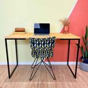 Ver imagem 1 de Mesa para Escritório de Ferro e Madeira 120cm Style Industrial Nozes e Preto