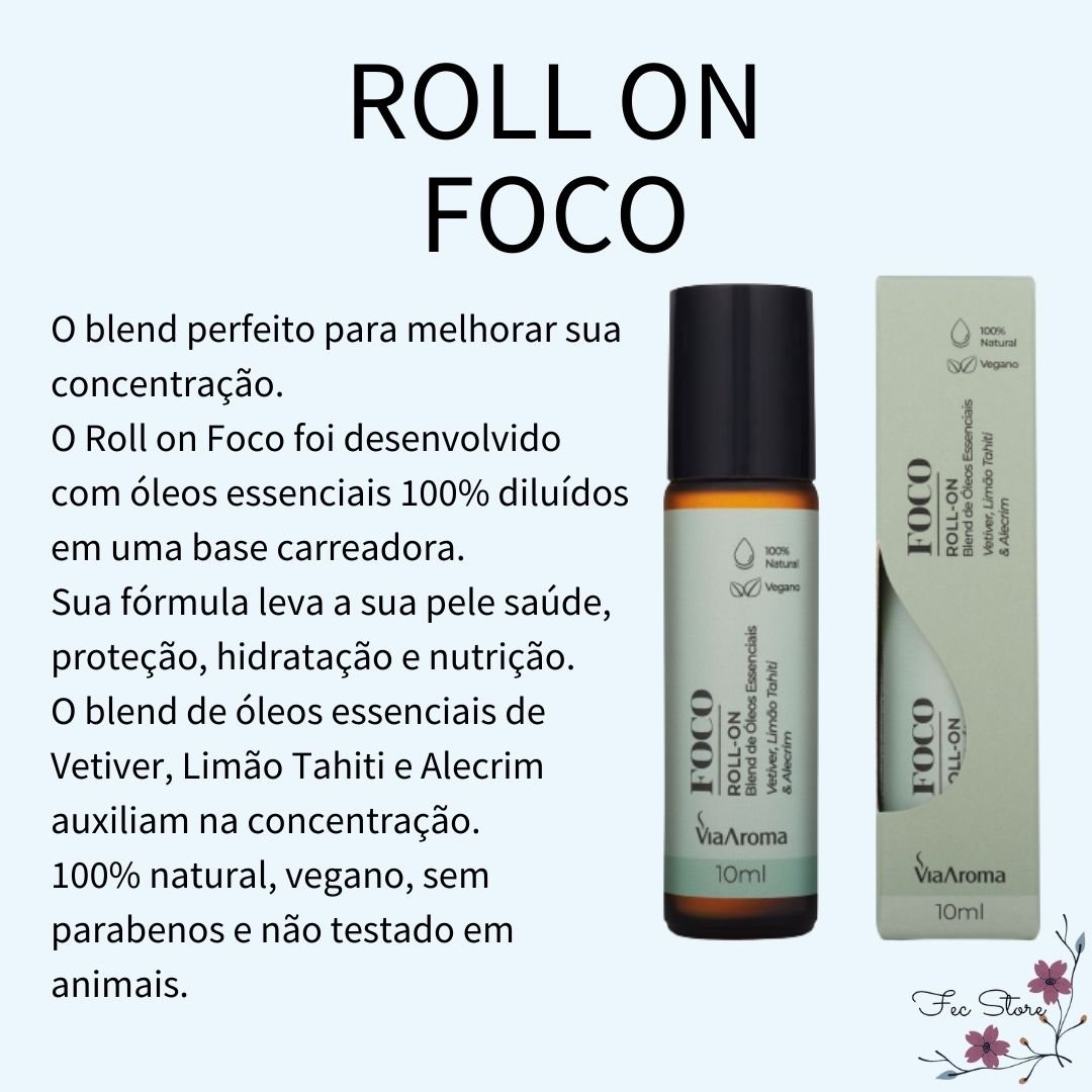 Roll-on Blend de Óleos Essenciais Foco Via Aroma - 3