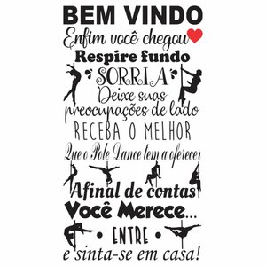 Adesivo de Parede Decorativo Frase Motivacional Bem Vindo Pole Dance