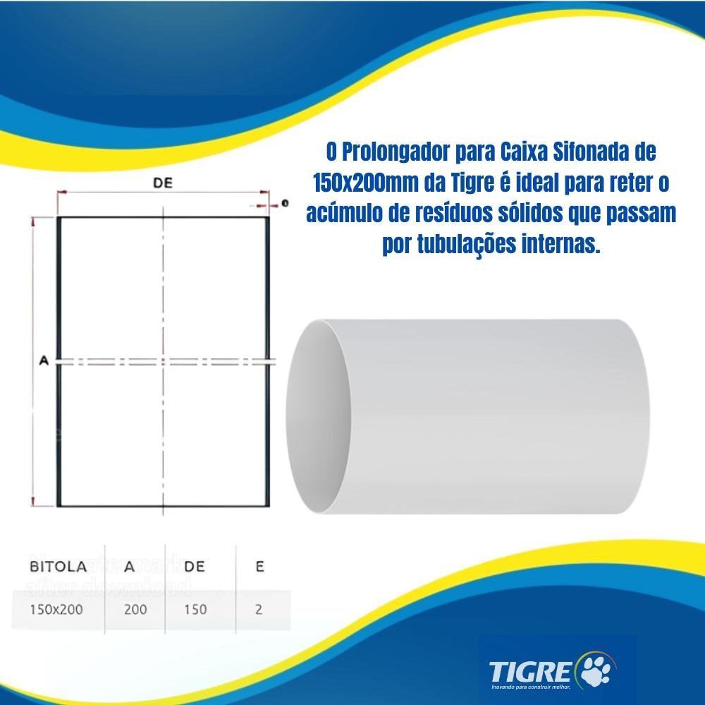 Prolongamento para Caixas de Inspeção Sifonadas Pvc Branco Água Esgoto Gordura de 150x200mm Tigre - 4