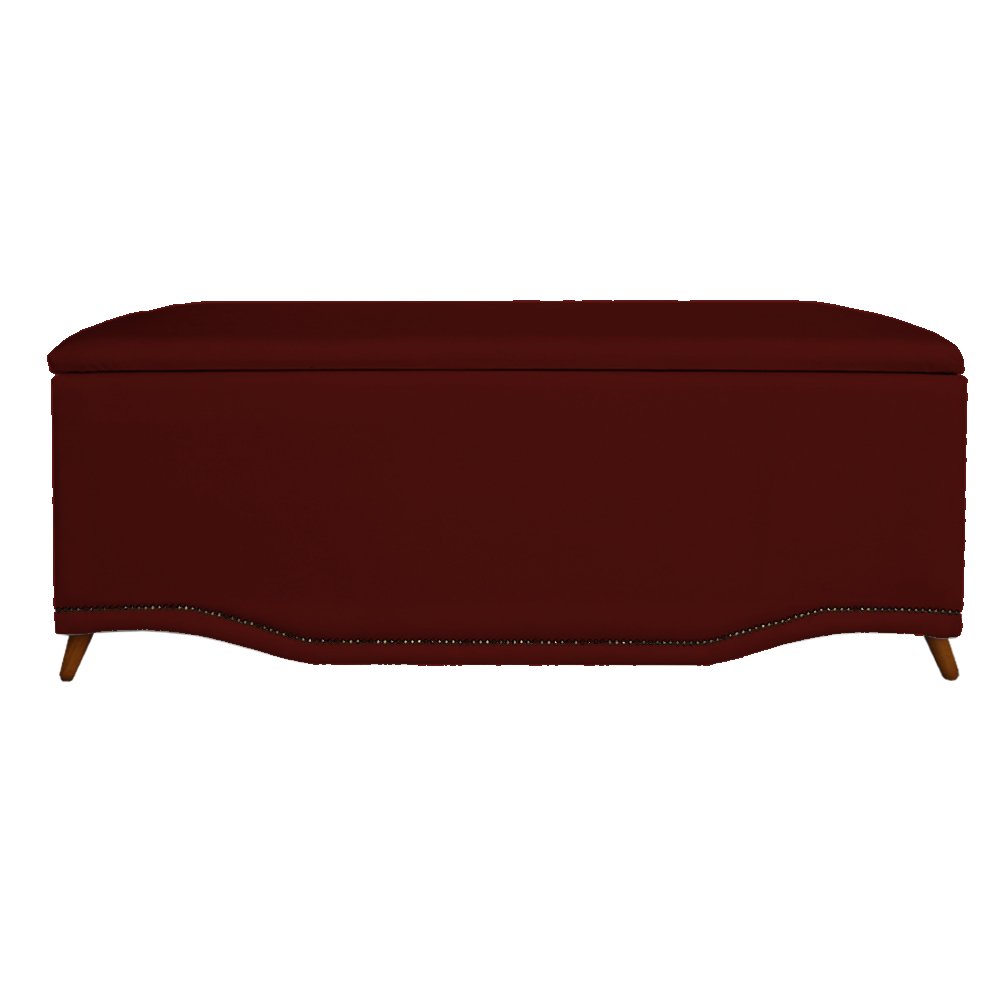 Calçadeira Recamier Baú Solteiro 90cm Greta Suede Bordô - DS Estofados - 1
