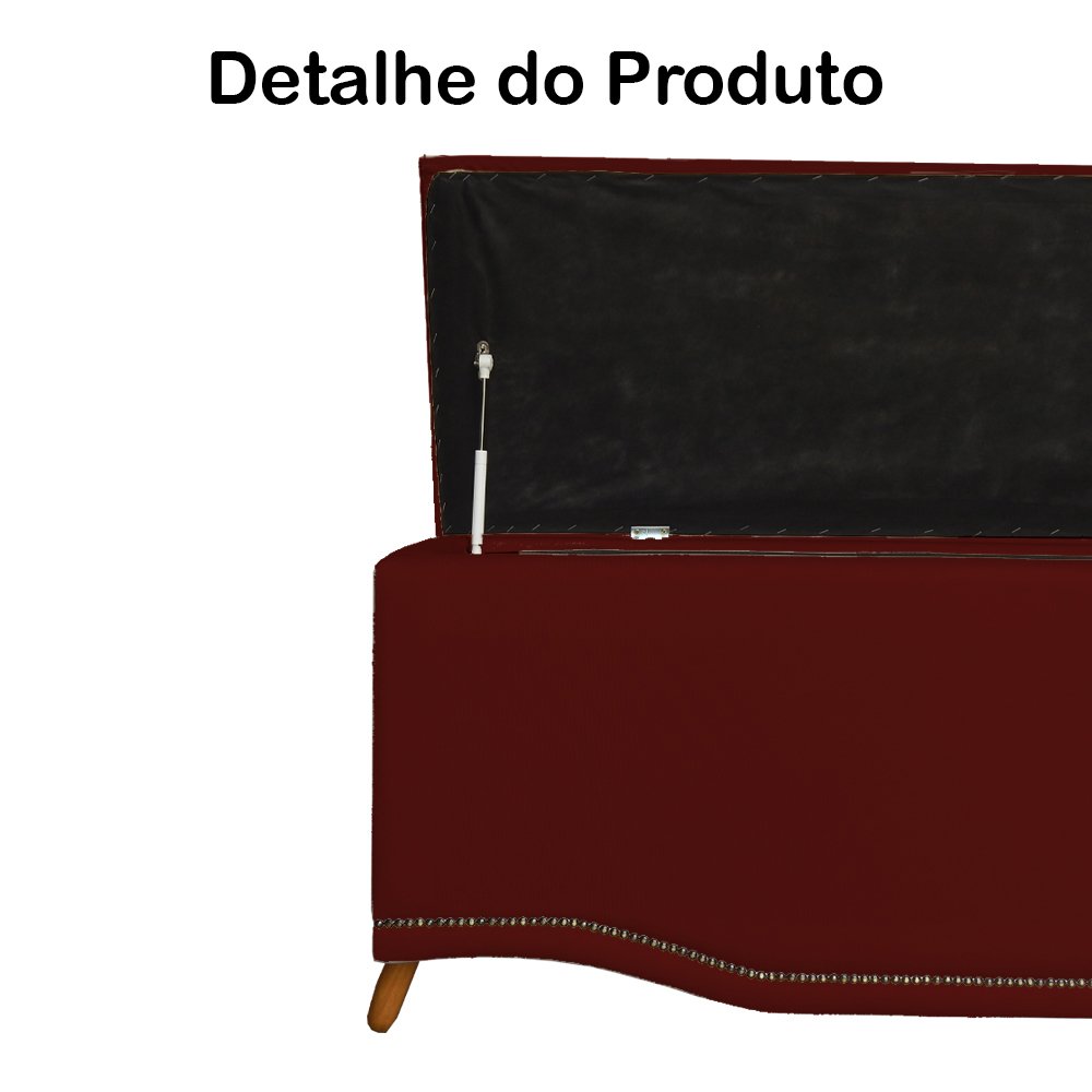 Calçadeira Recamier Baú Solteiro 90cm Greta Suede Bordô - DS Estofados - 3