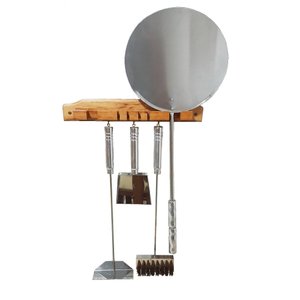 Pá Inox para Pizza Forno Rastelo Pá para Cinzas Rodo Inox