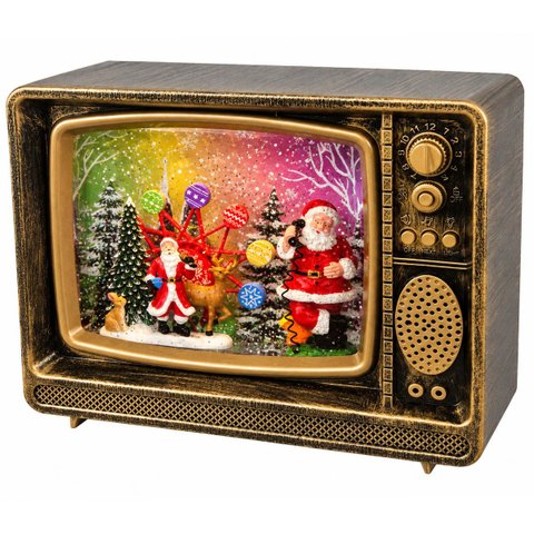 Enfeite Televisao Retro Natal Papai Noel Roda Gigante Decoraçao Vintage Mesa Estante Sala Bancada Ev