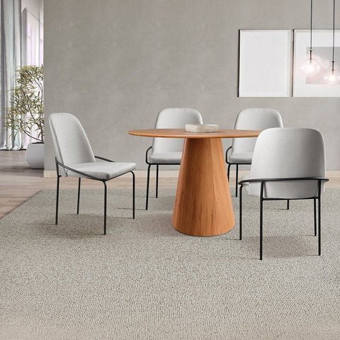 Conjunto Sala de Jantar Mesa Cone 108cm e 4 Cadeiras Maya Madeira Cinza