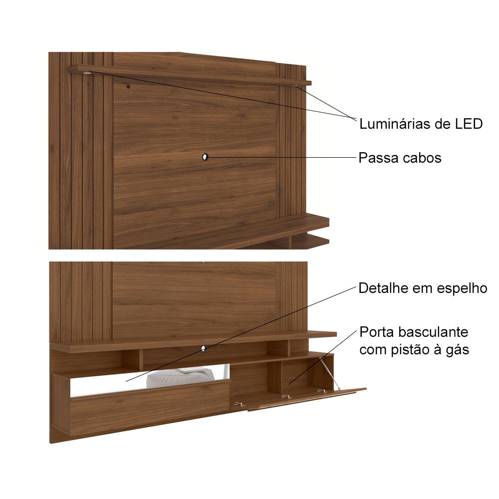 Painel Home com LED e Frisos São Luis 2.2 Linea Brasil Nogueira - 3