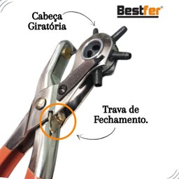 Bestfer - Alicate Vazador Furador Couro Chinelo Cinto 6 Furos 9"pol - 4