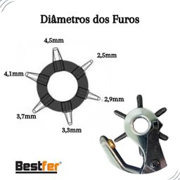 Bestfer - Alicate Vazador Furador Couro Chinelo Cinto 6 Furos 9"pol - 2