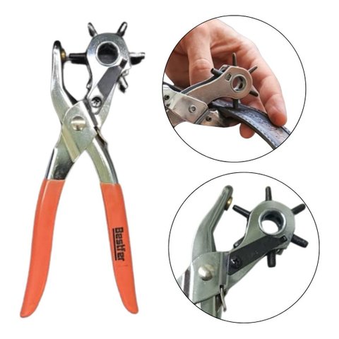Bestfer - Alicate Vazador Furador Couro Chinelo Cinto 6 Furos 9"pol