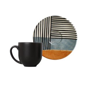 CONJUNTO C/ 6 XÍCARAS DE CAFÉ C/ 6 PIRES COUP ABSTRATA 112ml