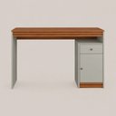 Ver imagem 2 de Mesa de Estudo Escrivaninha Ripada MDF Focus Belaris Móveis:Naturalle Off White