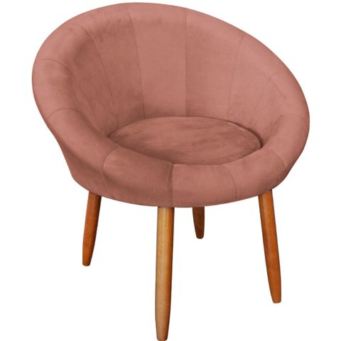 Poltrona Sala Decorativa Moderna Estofada para Recepção Resistente Tecido Veludo Pés de Madeira