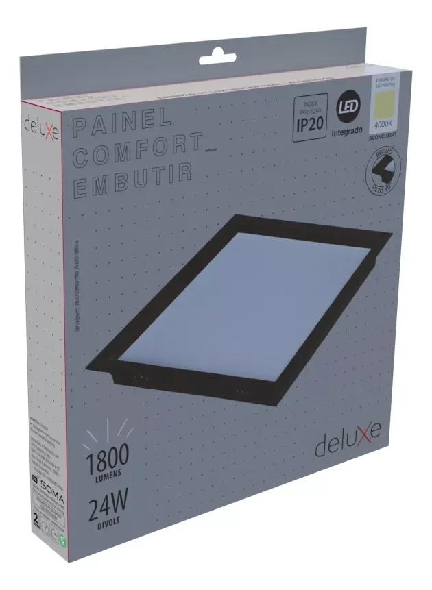 Luminária de Teto Plafon Embutir Recuado Quadrado 24w Preto Fosco Luz Neutra 4000k Avant - 2