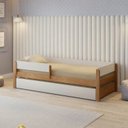 Ver imagem 1 de Bicama Infantil com Grade de Proteção Aria Casatema MadeiraOriginals Branco/Nogueira