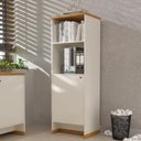 Ver imagem 1 de Armário Escritório com Prateleira e 1 Porta 143cm Verbena - Off White e Naturale
