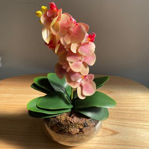 Arranjo Centro de Mesa Orquídea Rosa Artificial Vaso Grande Decore Fácil Shop