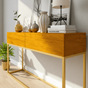 Ver imagem 2 de Aparador Eros 110cm com Base Metálica Estilo Industrial Resistente e Moderno para Sala Estar:natural