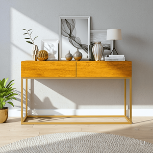 Aparador Eros 110cm com Base Metálica Estilo Industrial Resistente e Moderno para Sala Estar:natural