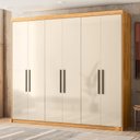 Ver imagem 1 de Guarda Roupa Roupeiro Venice 6 Portas 2 Gavetas 3 Prateleiras Cinamon Touch Off White Demóbile