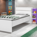 Ver imagem 2 de Cama Baú Cabeceira com Tampo de Abrir Acomoda Colchão 0,88m X 1,88m Jade - J&a Móveis:branco/lilas
