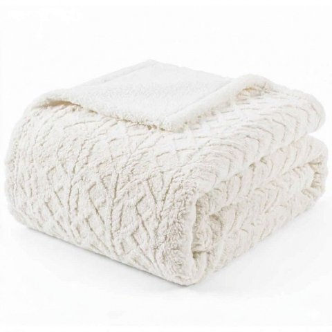 Manta Alto Relevo Queen Decorativa - Branco