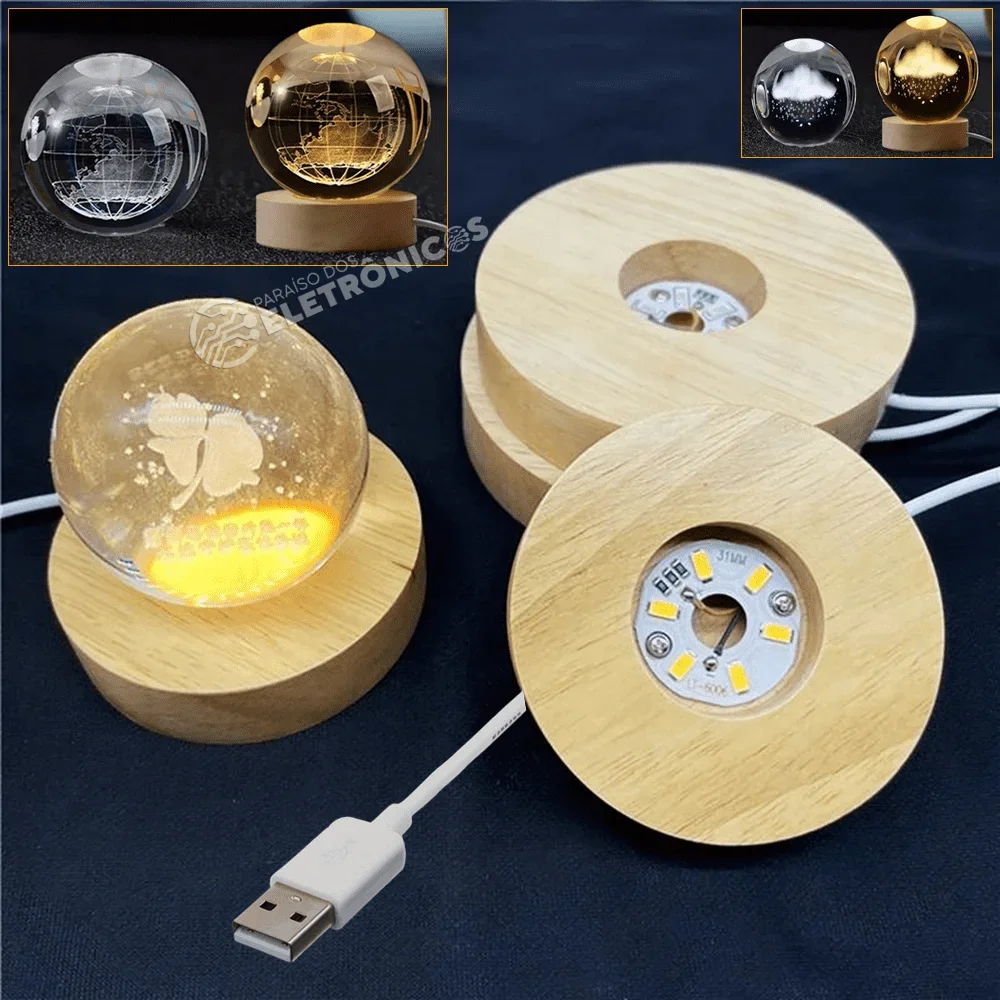 Luminaria de Mesa Globo de Cristal 3d Led Wari Sortidas- Grande - 3