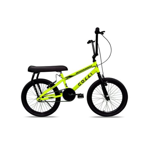 Bicicleta Colli Montadinha Aro 20 Selim Mobik Bagageiro Cor Amarelo Neon Tamanho do Quadro 12 Amarel