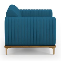 Poltrona Decorativa Base De Madeira Com Pés D'Ouro Molino D02 Veludo Azul Turquesa C-66 - Lyam - 6