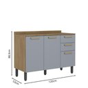 Ver imagem 2 de Balcão com Tampo 3 Portas 2 Gavetas Grey Sky Axé Bertolini