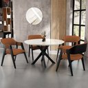 Ver imagem 2 de Kit 4 Cadeiras Sala de Jantar Estar Living Estofada Suran L02 Preto Bouclê Terracota - Lyam Decor