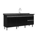 Ver imagem 1 de Gabinete de Cozinha Nero 194 cm Balcão Pia 3 Portas 100% MDF:Nero