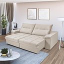 Ver imagem 1 de Sofá Dallas Reclinável e Retrátil Dallas 3 Lugares Veludo Aconchegante Império Areia 162